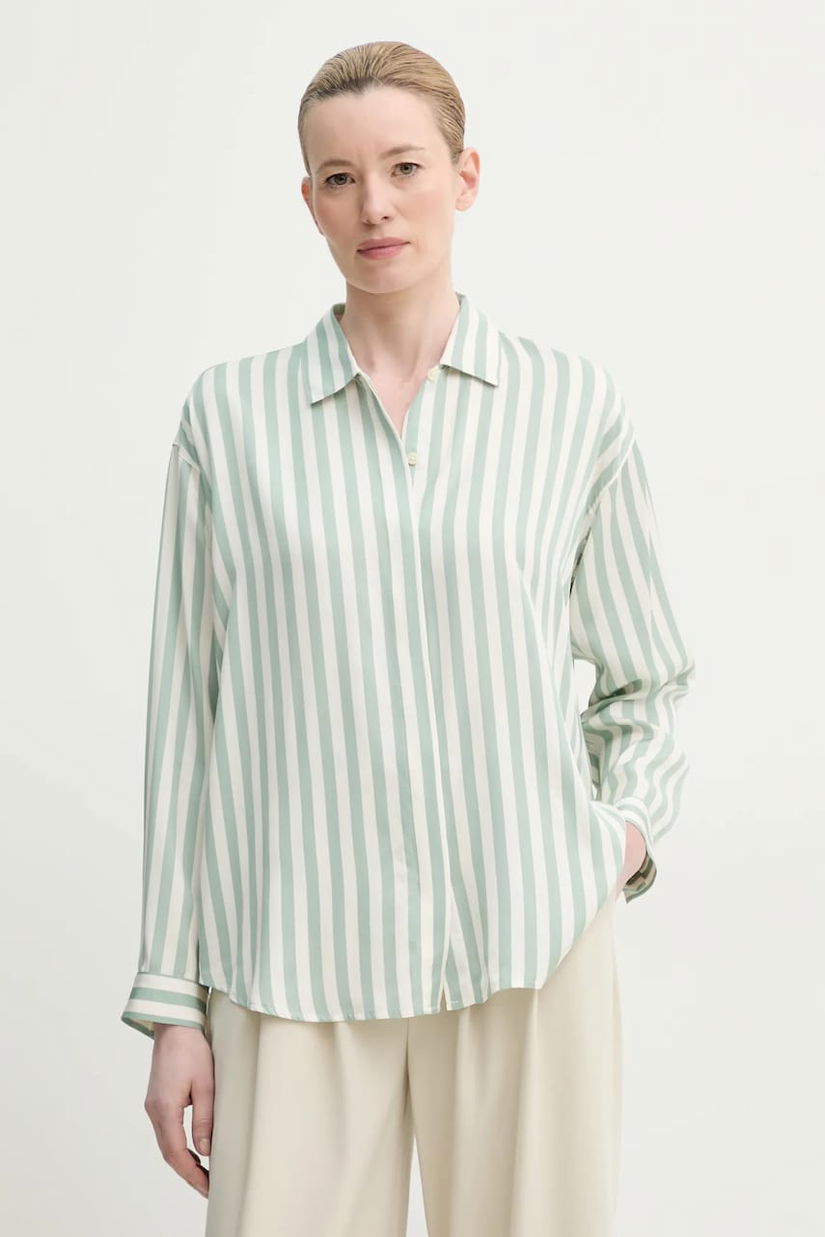 Marc O'Polo camasa femei, culoarea verde, cu guler clasic, relaxed, 502120842109