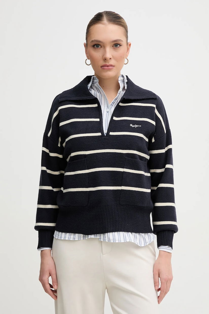 Pepe Jeans pulover PRISCILLA femei, culoarea albastru marin, light, PL702272