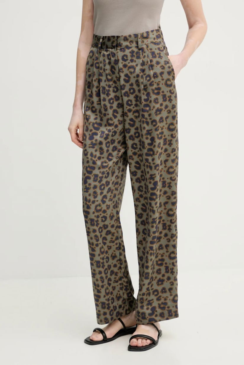 BA&SH pantaloni BLOY femei, culoarea gri, lat, high waist, 1E25BLOY