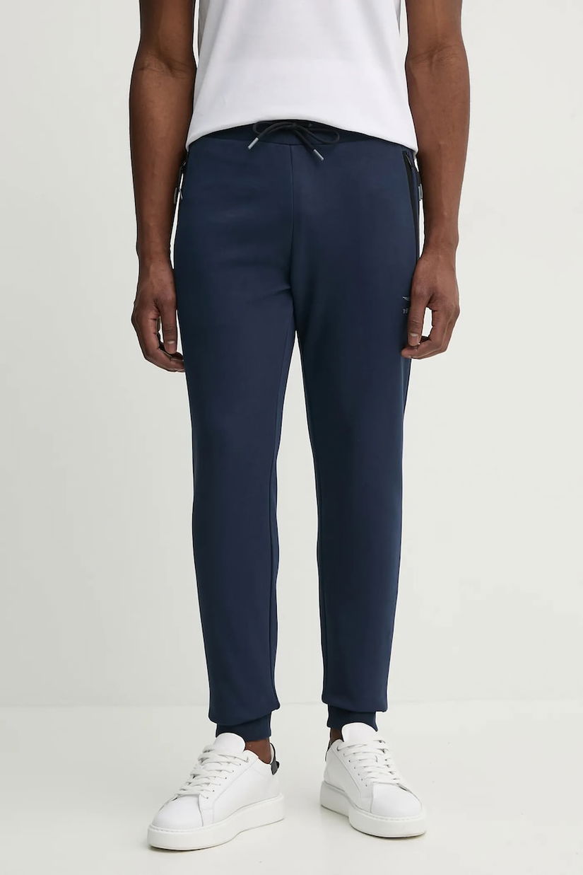 Aeronautica Militare pantaloni de bumbac barbati, culoarea albastru marin, neted, PF965F581
