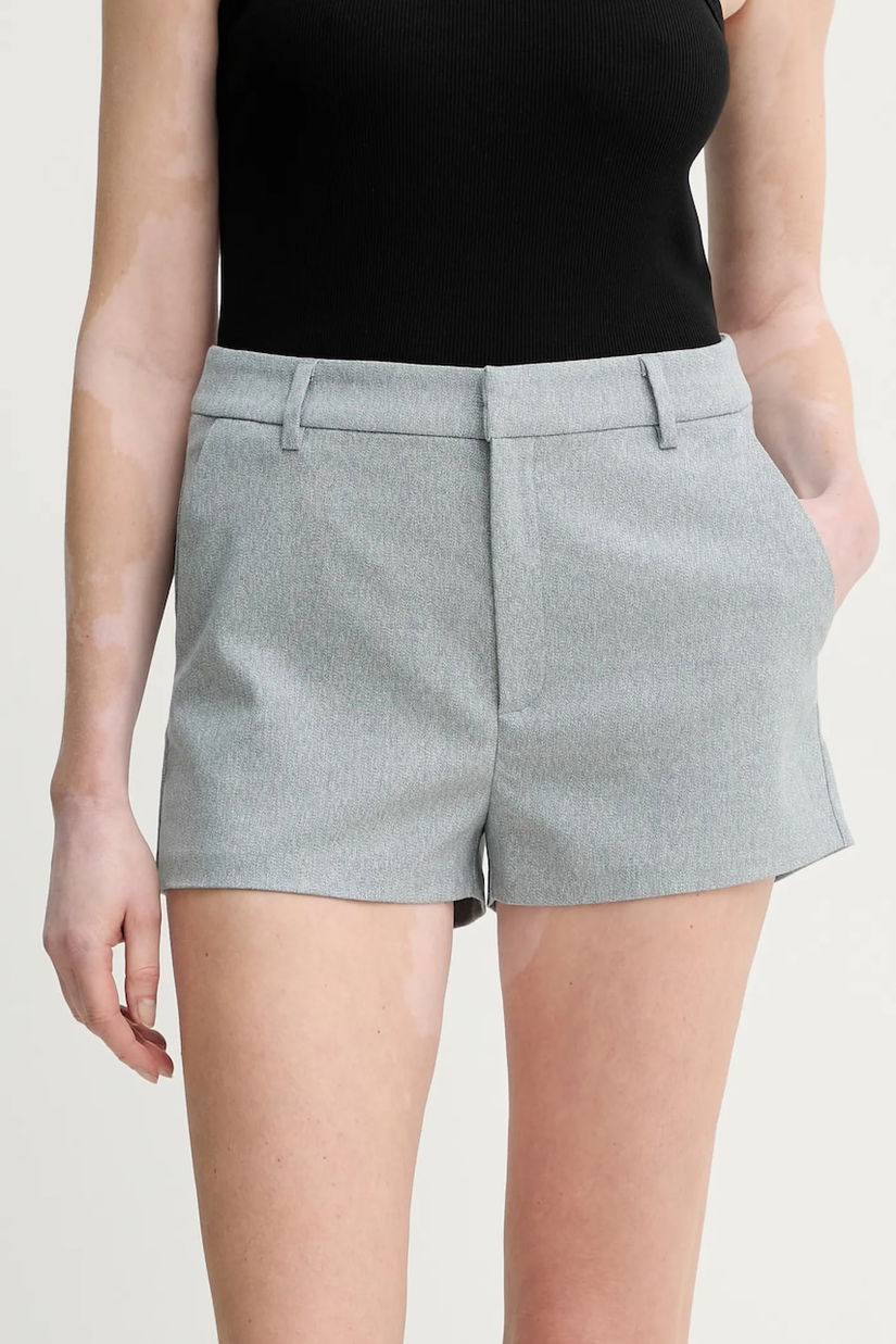 Gestuz pantaloni scurti femei, culoarea gri, melanj, medium waist, 10910018