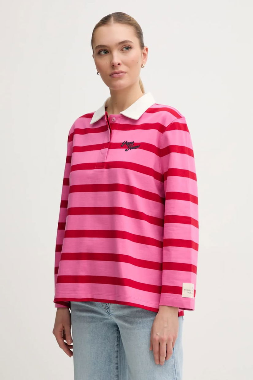 Pepe Jeans hanorac de bumbac RHONDA femei, culoarea rosu, modelator, PL581491