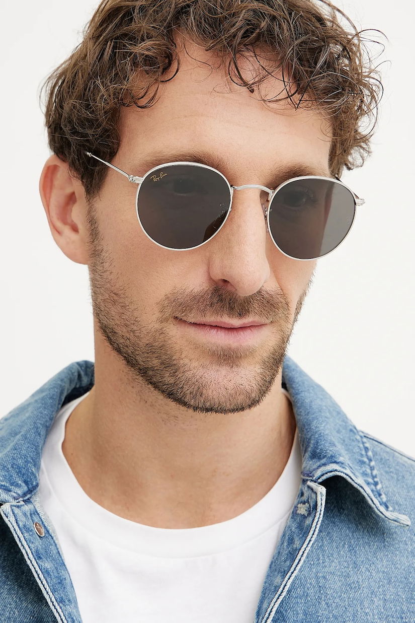 Ray-Ban ochelari de soare barbati, culoarea argintiu, 0RB3447