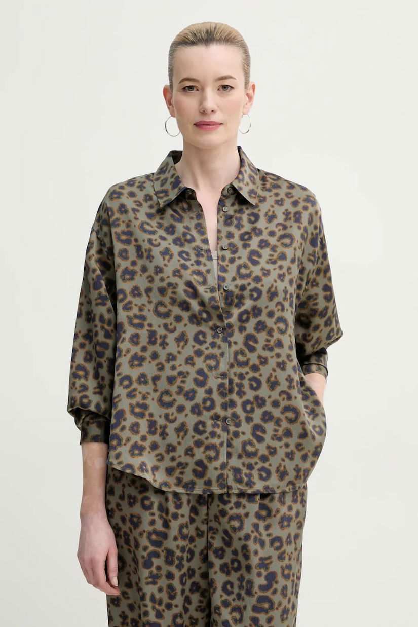 BA&SH camasa BILLIE femei, culoarea gri, cu guler clasic, relaxed, 1E25BILL