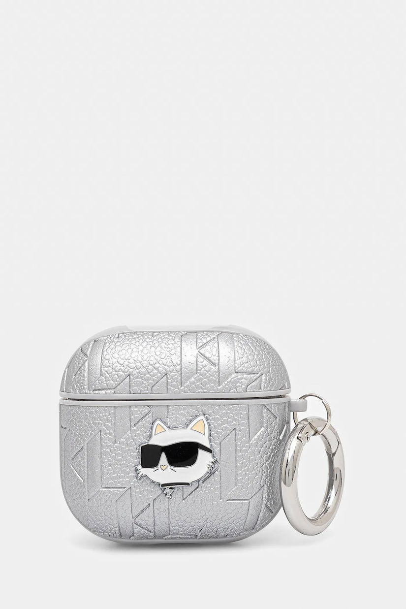 Karl Lagerfeld husa airpods AirPods 4 culoarea argintiu, KLA4PGCHPS