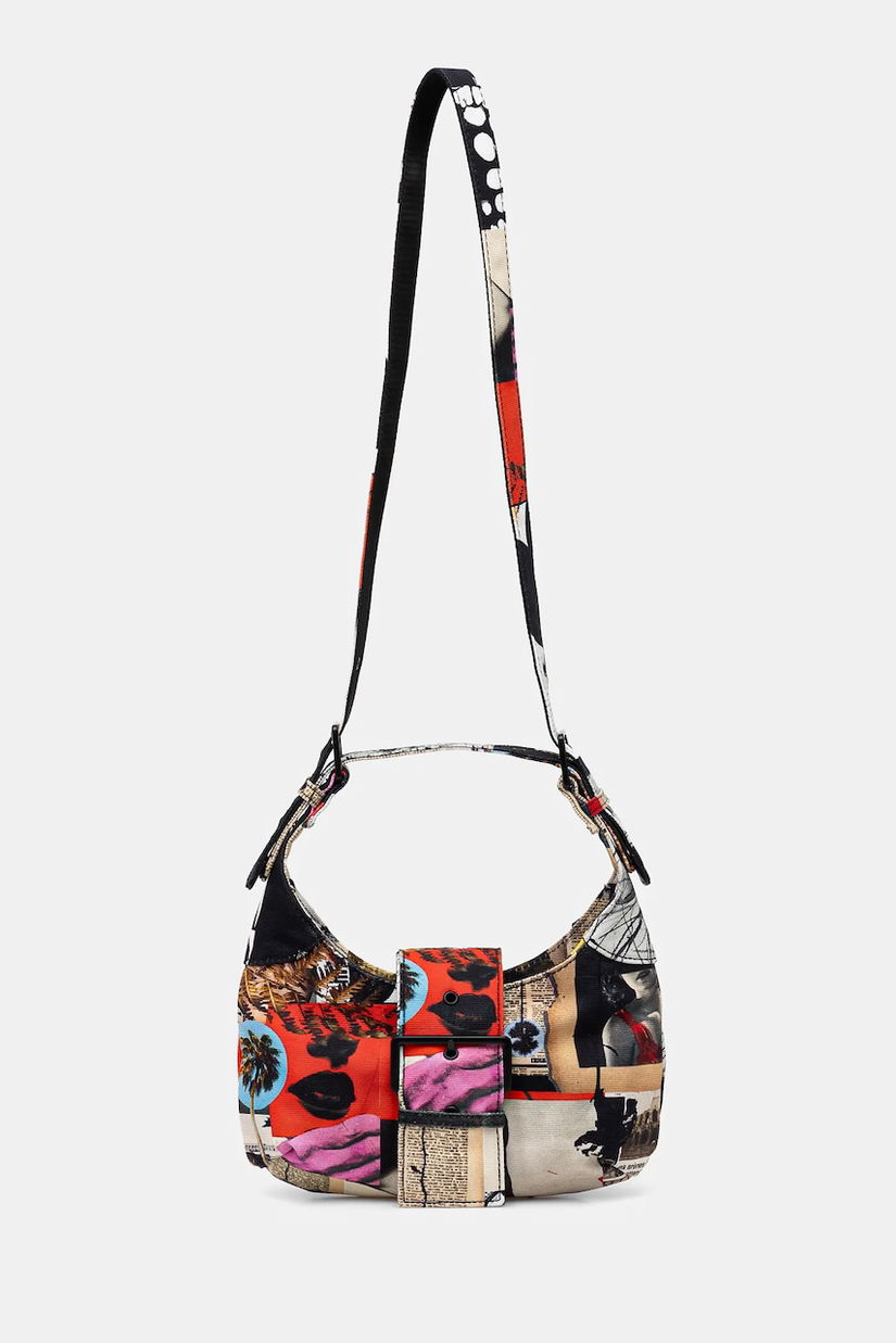 Desigual geanta de bumbac COLLAGE LACROIX culoarea negru, 25SAXA16
