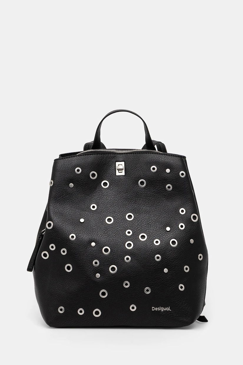 Desigual rucsac REBEL SUMY BLACK femei, culoarea negru, mic, cu imprimeu, 25SAKP19