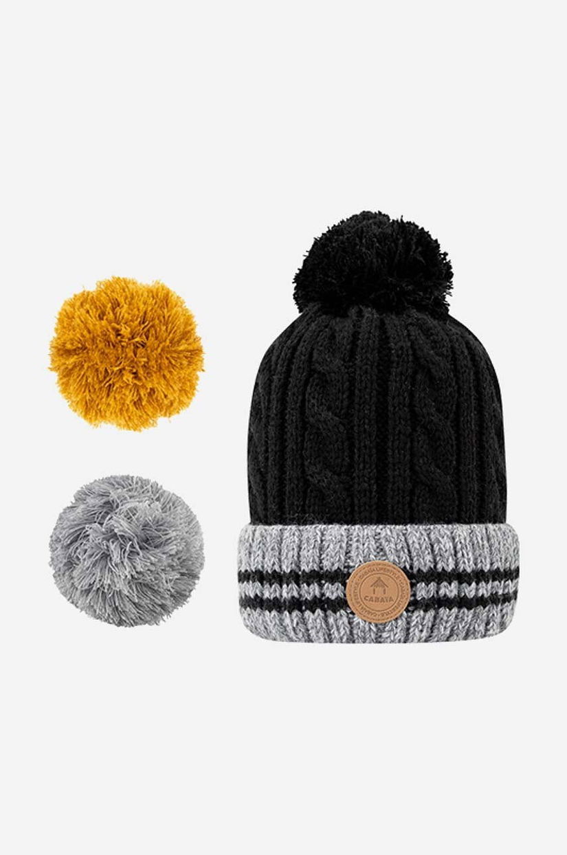 Cabaia caciula Creamy Gin culoarea negru, din tricot gros