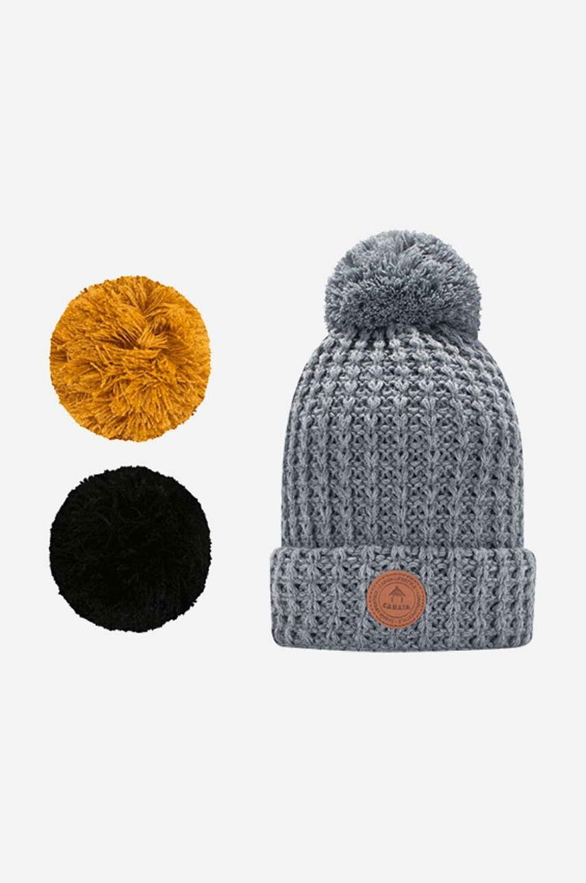 Cabaia caciula Bandista culoarea gri, din tricot gros