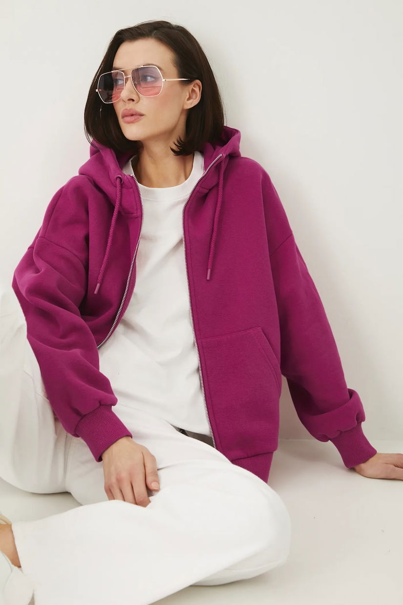 Medicine bluza femei, culoarea roz, cu glugă, neted