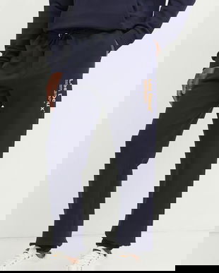 Les Deux pantaloni de trening din bumbac culoarea bleumarin, cu imprimeu, LDM530060
