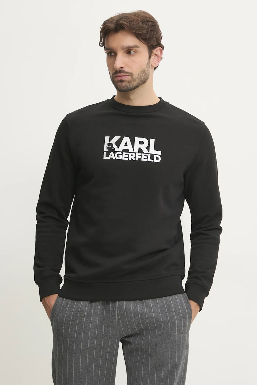 Karl Lagerfeld hanorac de bumbac barbati, culoarea negru, cu imprimeu, 551917.705091