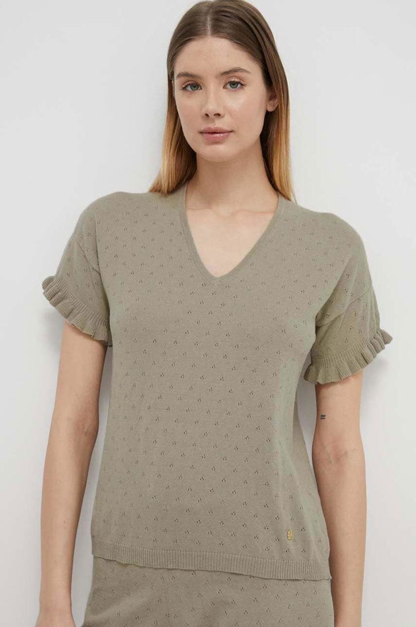 United Colors of Benetton tricou lounge culoarea verde