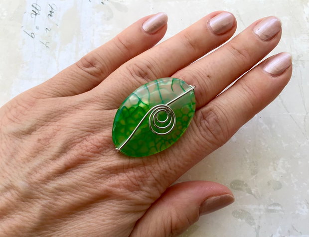 Inel agata verde