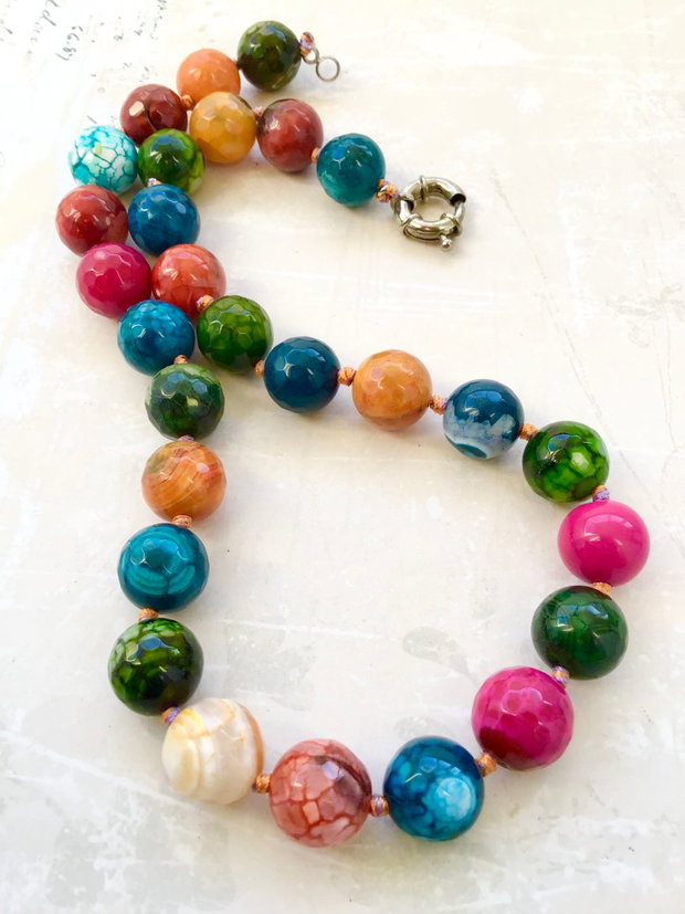 Colier agate colorate