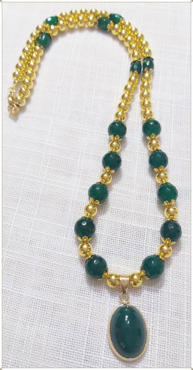 SET- AGATE VERZI SI HEMATIT AURIU ELECTROPLACAT