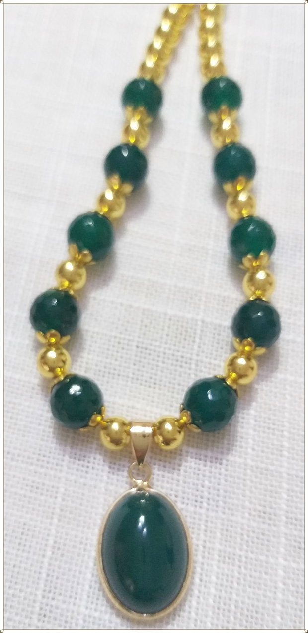 SET- AGATE VERZI SI HEMATIT AURIU ELECTROPLACAT