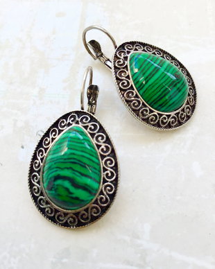 Cercei Boho malachit