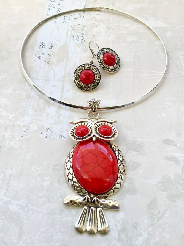 Set vintage bufnita howlit rosu