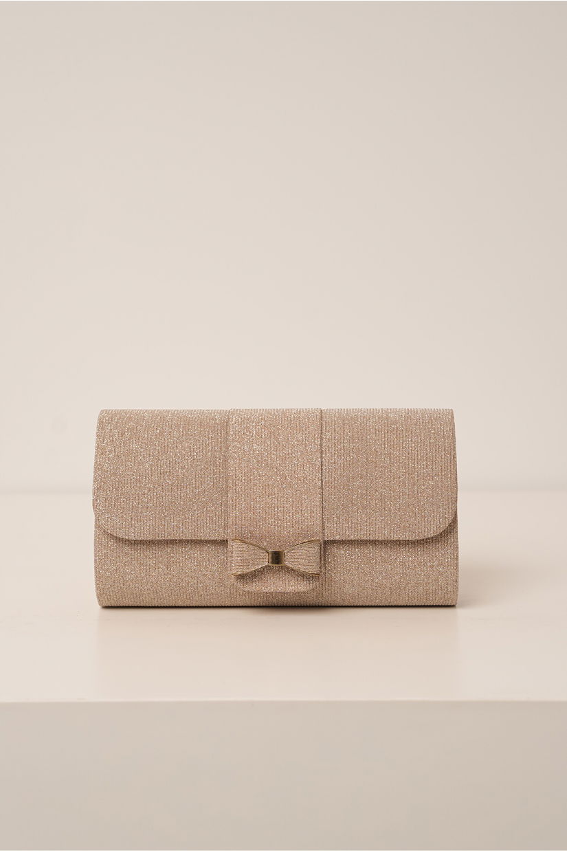 Clutch sampanie cu glitter si funda