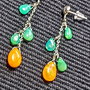 Cercei argint opal de foc etiopian tija lant argint minimalisti boho chic trendy - Transport gratuit