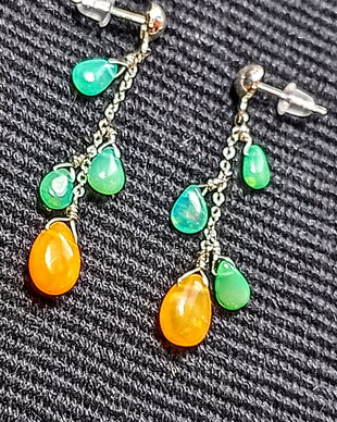 Cercei argint opal de foc etiopian tija lant argint minimalisti boho chic trendy - Transport gratuit