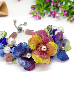 Bratara impletitura de sarma cu panselute