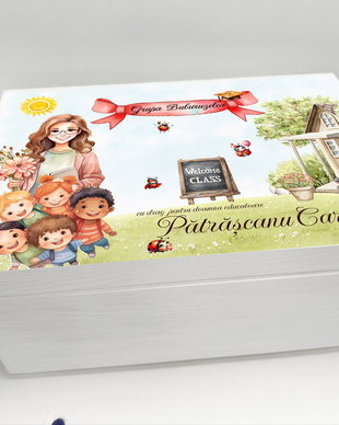 Cutie amintiri din lemn personalizată pentru educatoare / învătățoare