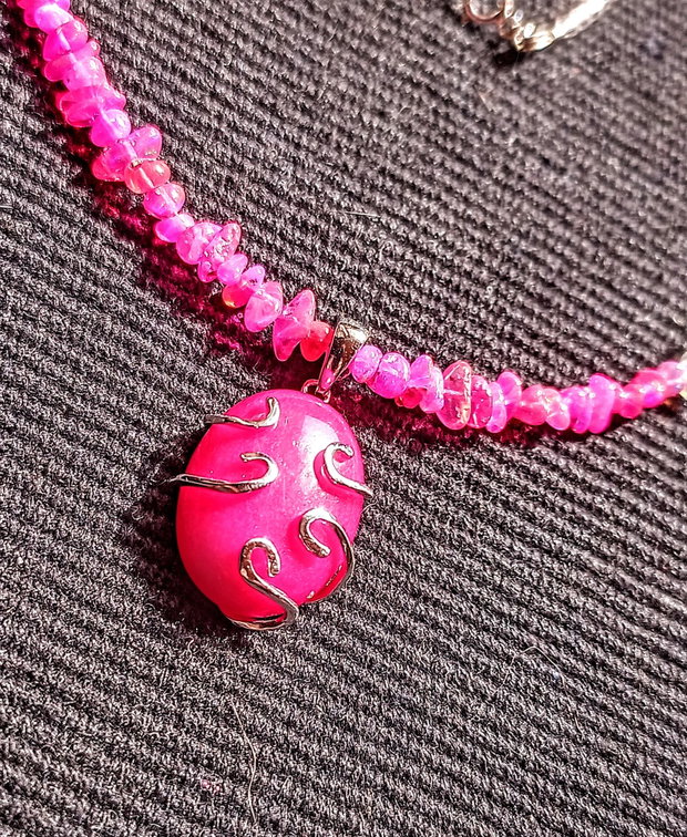 Colier argint opal de foc etiopian cristal de stanca medalion jad mashan argint bicolor boho chic trendy - Transport gratuit