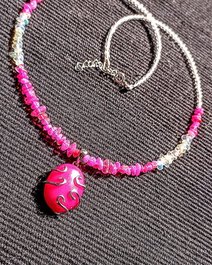 Colier argint opal de foc etiopian cristal de stanca medalion jad mashan argint bicolor boho chic trendy - Transport gratuit