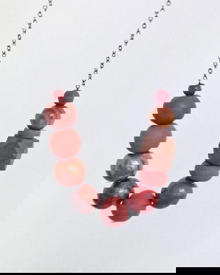 Colier contemporan, colier geometric maro, colier cupru, colier margele rotunde, colier statement, colier birou minimal