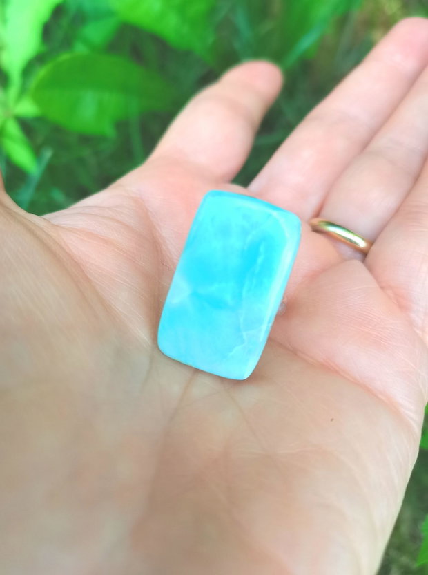 Inel Larimar si Argint 925 - IN1485 - Inel albastru reglabil, inel patrat, inel bleu, inel pietre semipretioase, cadou aniversare, cadou sotie, cristale vindecatoare, cristale de colectie