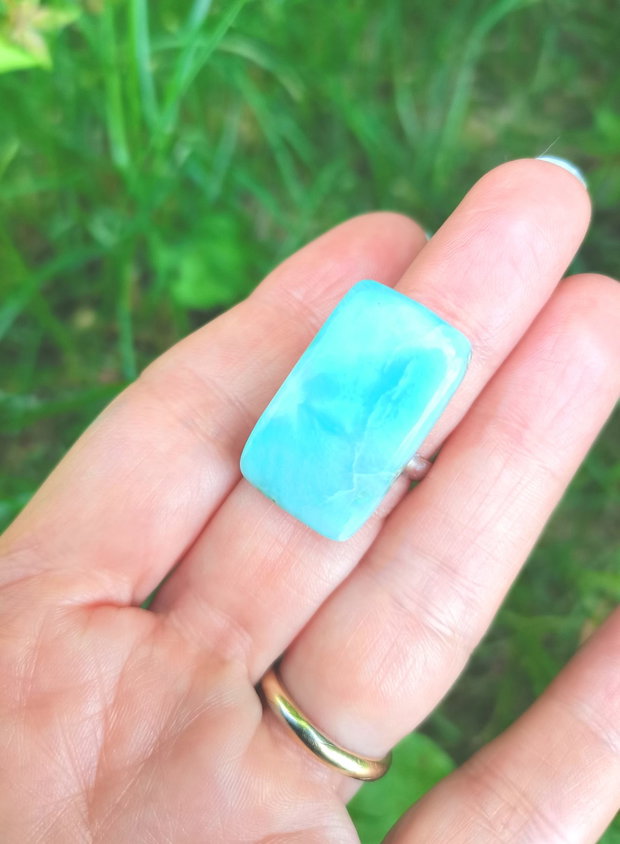Inel Larimar si Argint 925 - IN1485 - Inel albastru reglabil, inel patrat, inel bleu, inel pietre semipretioase, cadou aniversare, cadou sotie, cristale vindecatoare, cristale de colectie