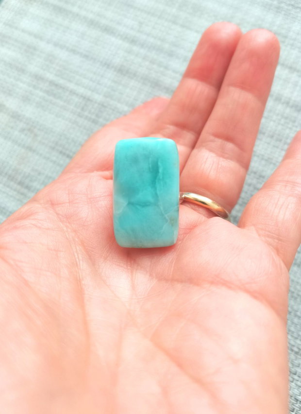 Inel Larimar si Argint 925 - IN1485 - Inel albastru reglabil, inel patrat, inel bleu, inel pietre semipretioase, cadou aniversare, cadou sotie, cristale vindecatoare, cristale de colectie