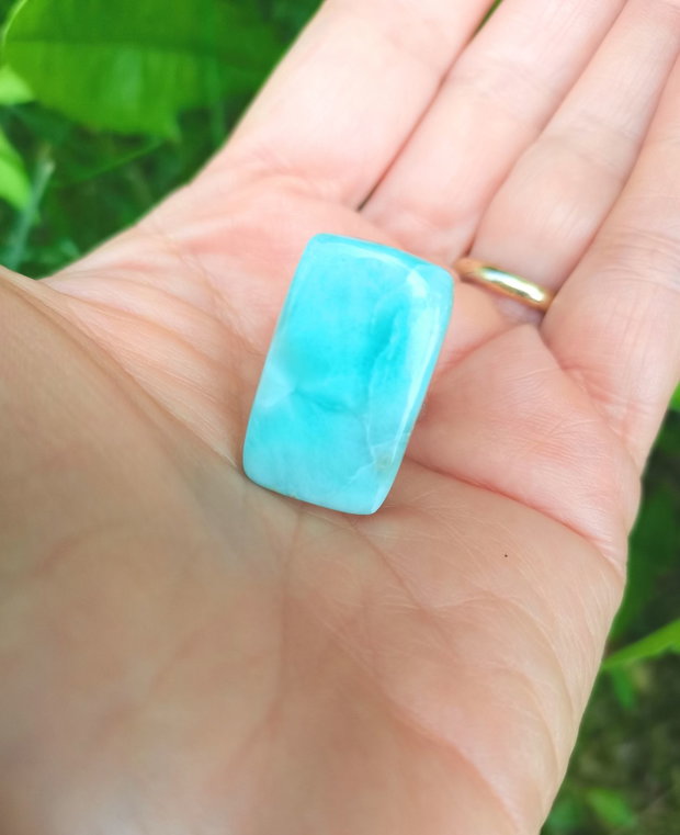 Inel Larimar si Argint 925 - IN1485 - Inel albastru reglabil, inel patrat, inel bleu, inel pietre semipretioase, cadou aniversare, cadou sotie, cristale vindecatoare, cristale de colectie