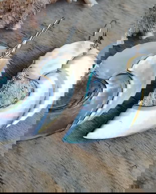 Cercei paua abalone, argint rodiat