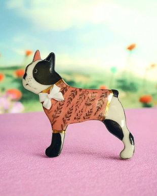 Brosa din portelan pictata manual - FUNNY DOGS