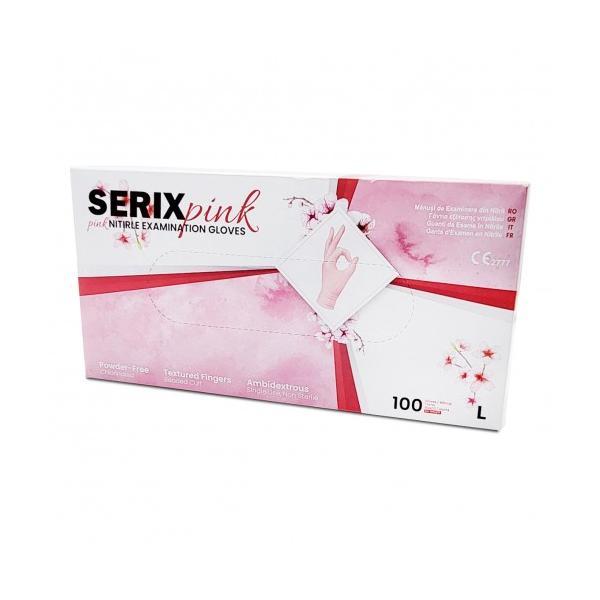 Set 100 Manusi de Examinare Nitril Roz, Nepudrate L