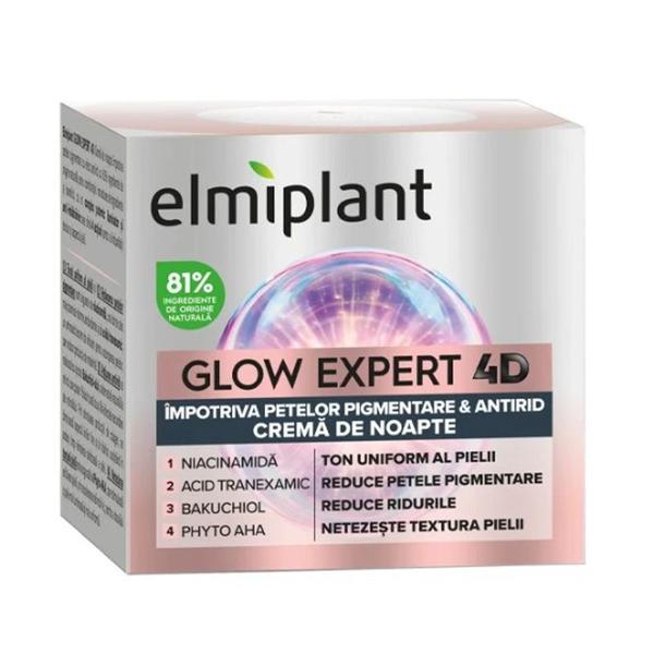 Crema de Noapte Impotriva Petelor Pigmentare&amp;Antirid - Elmiplant Glow Expert 4D, 50 ml