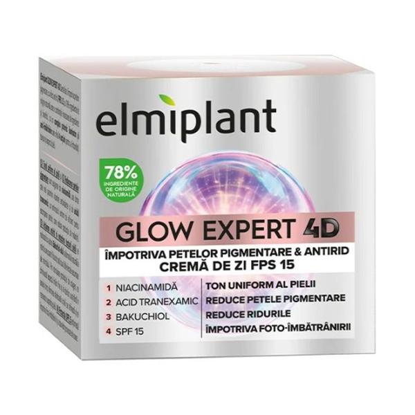 Crema de Zi Impotriva Petelor Pigmentare &amp; Antirid FPS15 - Elmiplant Glow Expert 4D, 50 ml