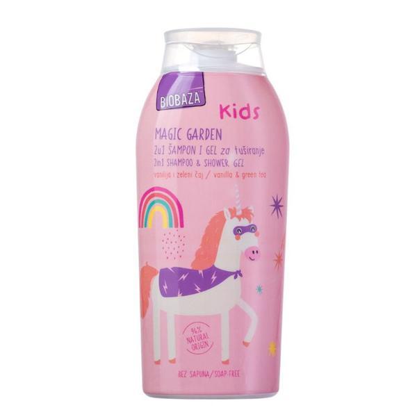SHORT LIFE - Sampon si Gel de Dus Natural pentru Copii cu Vanilie si Ceai Verde - Biobaza Kids Magic Garden 2in1 Shampoo&amp;Shower Gel, 250 ml