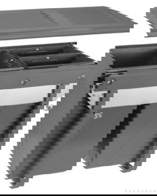 Cos de gunoi Practi Eco incorporabil cu 2 compartimente x 10 L si 1 compartiment x 20 L, pentru corp de 450 mm, gri antracit