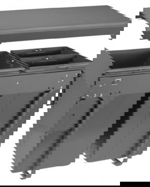 Cos de gunoi cu montaj pe front, Practi Eco incorporabil cu 2 compartimente x 10 L si 1 compartiment x 20 L, pentru corp de 400 mm, gri antracit