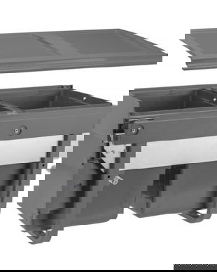 Cos de gunoi cu montaj pe front, Practi Eco incorporabil cu 2 compartimente x 15 L, pentru corp de 450 mm, gri antracit