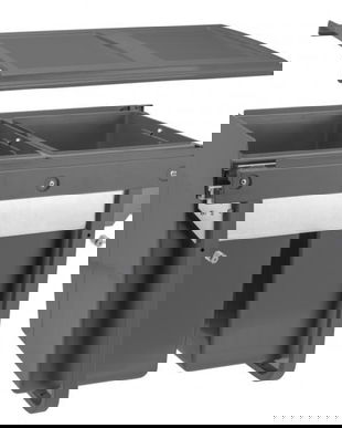 Cos de gunoi Practi Eco incorporabil cu 2 compartimente x 20 L, pentru corp de 450 mm, gri antracit