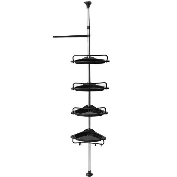 Suport de baie telescopic, vertical, 4 etaje, reglabil, inox/plastic, negru, 320 m