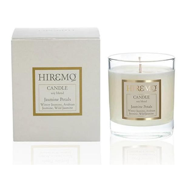 Lumanare Parfumata din Ceara de Soia cu Iasomie de Iarna, Iasomie Araba si Iasomie Salbatica - Hiremo Soy Blend Candle Jasmine Petals, 250 ml