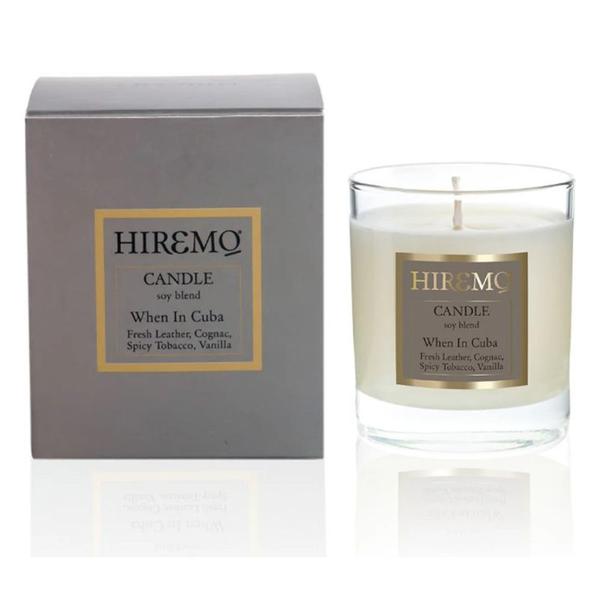 Lumanare Parfumata din Ceara de Soia cu Piele, Coniac, Tutun si Vanilie - Hiremo Soy Blend Candle Cuba Scented, 250 ml