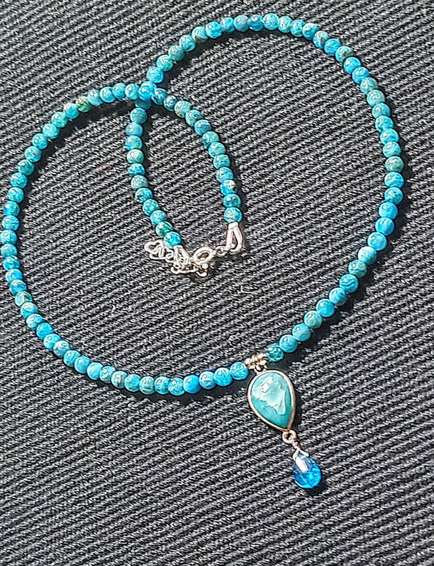 Colier argint larimar apatit charm minimalist boho chic trendy - Transport gratuit