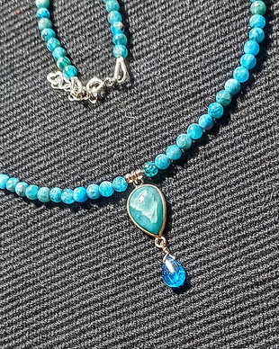 Colier argint larimar apatit charm minimalist boho chic trendy - Transport gratuit